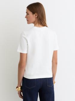 Reiss Josie Rib Neck T-Shirt, White - view 2, White
