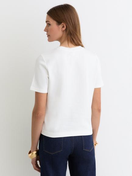Reiss Josie Rib Neck T-Shirt, White - view 2, White