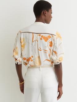 Reiss Louisa Floral Lace Trim Shirt, Ivory/Pink - view 2, Ivory/Pink