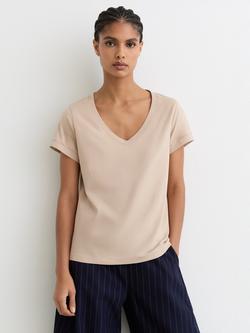 Reiss Luna V-Neck T-Shirt, Camel