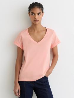 Reiss Luna V-Neck T-Shirt, Pink, Pink