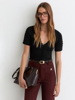 Reiss Marcy Scallop Edge Top, Black