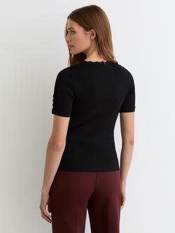 Reiss Marcy Scallop Edge Top - view 2, Black