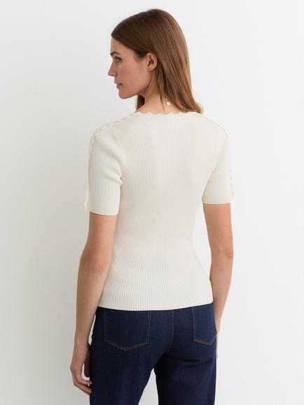 Reiss Marcy Scallop Edge Top - view 2, Ivory