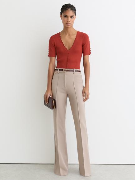 Reiss Marcy Scallop Edge Top, Red