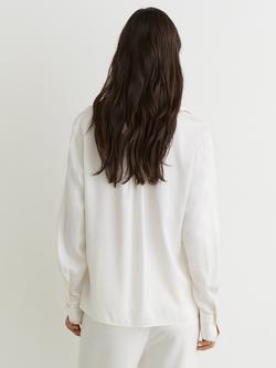 Reiss Orla Oversized Collar Silk Blend Top, Ivory - view 2, Ivory