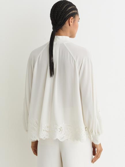 Reiss Rae Cutwork Embroidered Top, Cream - view 2, Cream