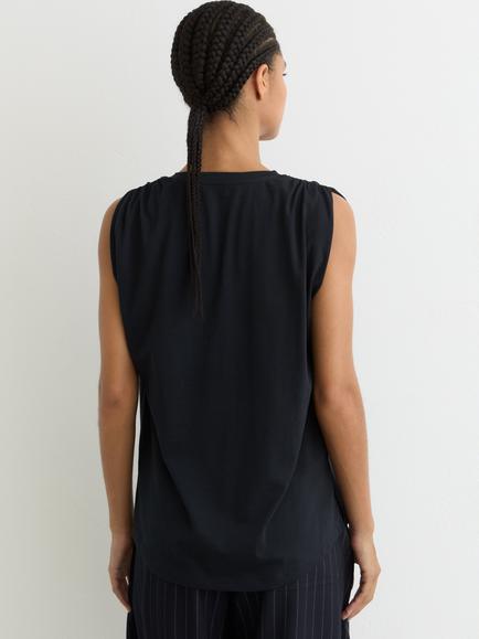 Reiss Renee Gathered Shoulder T-Shirt, Navy - view 2, Navy
