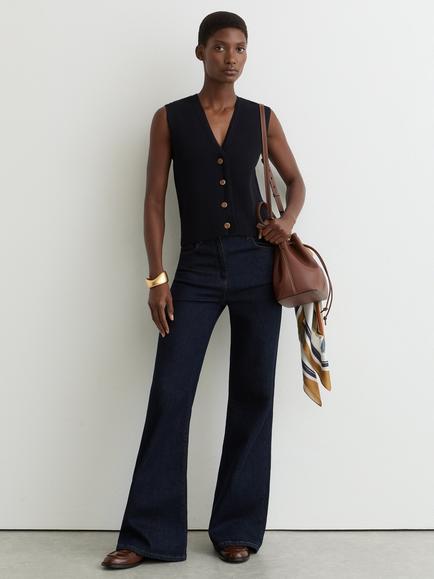 Reiss Ria Knitted Waistcoat, Navy