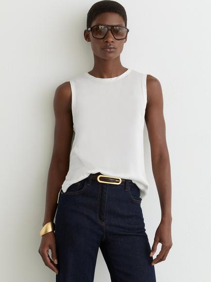 Reiss Rian Sleeveless Vest Top, White, White
