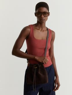 Reiss Riva Square Neck Vest Top, Rust Red, Rust Red