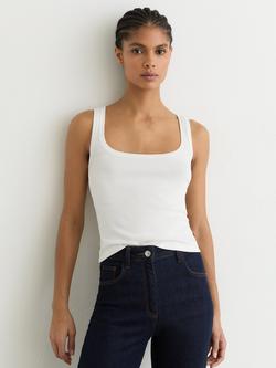 Reiss Riva Square Neck Vest Top, White, White