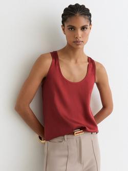 Reiss Ruby Silk Front Vest Top, Red, Red