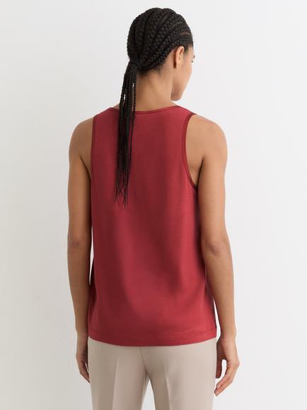 Reiss Ruby Silk Front Vest Top, Red - view 2, Red