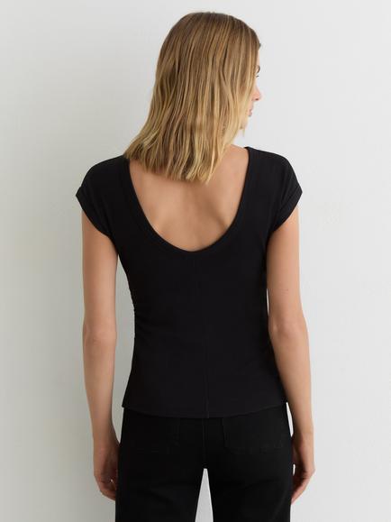 Reiss Serena Scoop Back Top, Black - view 2, Black