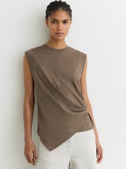 Reiss Tia Drape T-Shirt, Khaki Green, Khaki Green