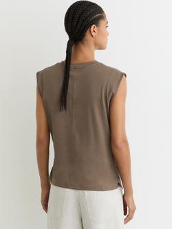 Reiss Tia Drape T-Shirt, Khaki Green - view 2, Khaki Green