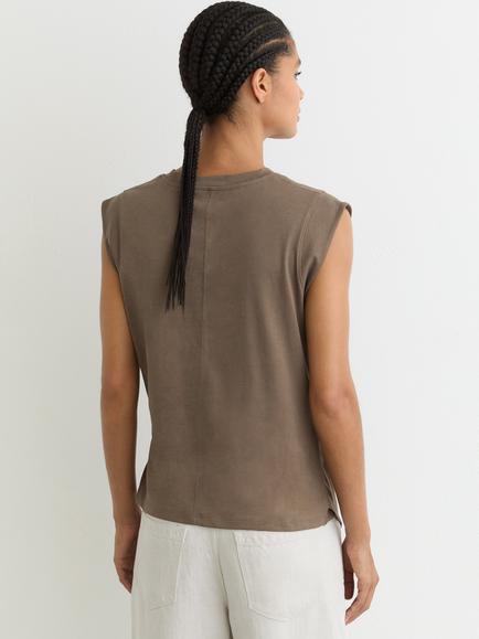 Reiss Tia Drape T-Shirt, Khaki Green - view 2, Khaki Green