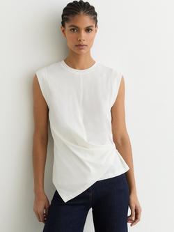 Reiss Tia Drape T-Shirt, White, White