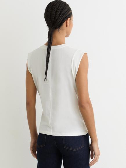Reiss Tia Drape T-Shirt, White - view 2, White