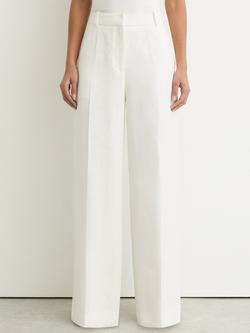 Reiss Petite Alyx Wide Leg Linen Rich Trousers, White, White