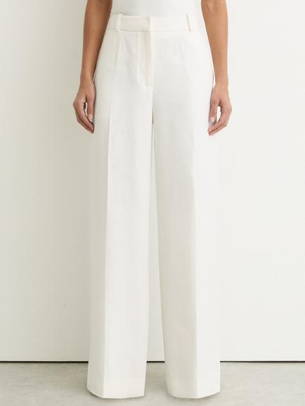 Reiss Petite Alyx Wide Leg Linen Rich Trousers, White, White