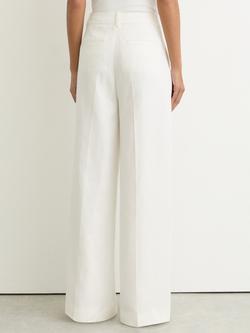 Reiss Petite Alyx Wide Leg Linen Rich Trousers, White - view 2, White