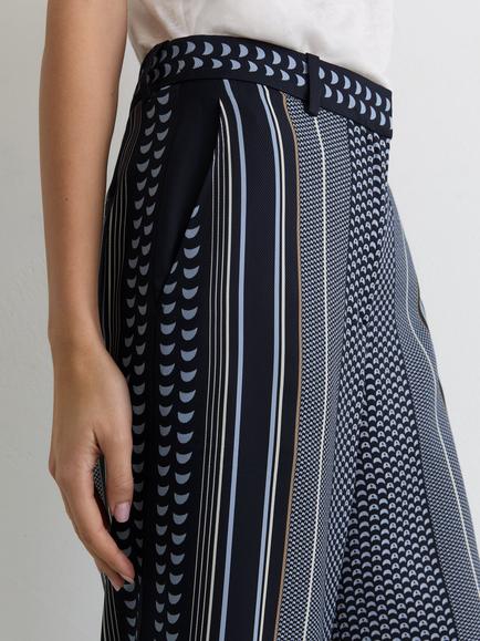 Reiss Anna Mixed Print Wide Leg Trousers, Navy - view 2, Navy