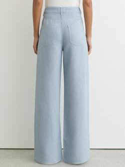 Reiss Petite Carmen Linen Blend Wide Leg Trousers - view 2, Blue