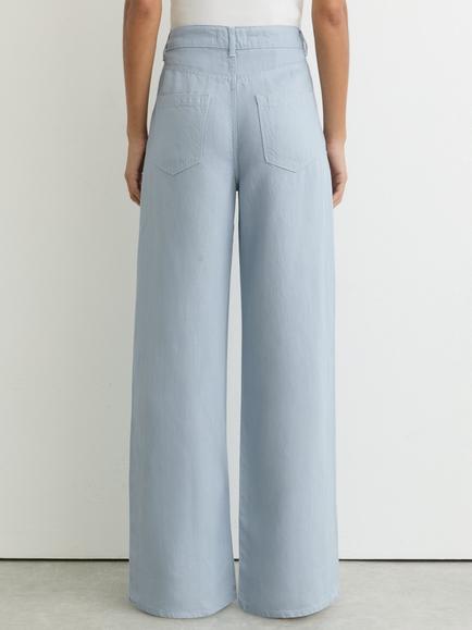 Reiss Petite Carmen Linen Blend Wide Leg Trousers - view 2, Blue