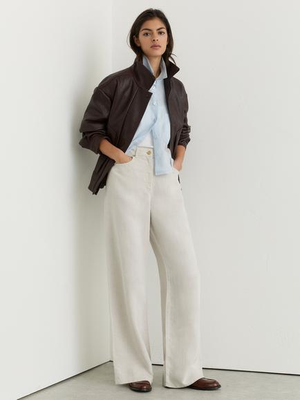 Reiss Carmen Linen Blend Wide Leg Trousers, Neutral, Neutral