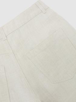 Reiss Petite Carmen Linen Blend Wide Leg Trousers, Neutral - view 2, Neutral