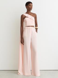Reiss Emilia Wide Leg Trousers, Pale Pink, Pale Pink