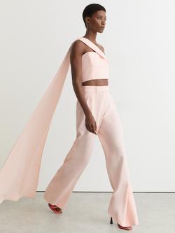 Reiss Emilia Wide Leg Trousers, Pale Pink - view 2, Pale Pink