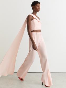 Reiss Petite Emilia Wide Leg Trousers, Pale Pink, Pale Pink