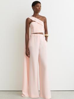 Reiss Petite Emilia Wide Leg Trousers, Pale Pink - view 2, Pale Pink