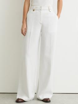 Reiss Petite Kaia Wide Leg Trousers, White, White
