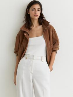 Reiss Petite Kaia Wide Leg Trousers, White - view 2, White