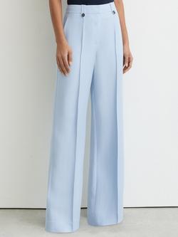 Reiss Magda Wide Leg Tailored Trousers, Light Blue