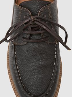 Reiss Clark Leather Chunky Sole Boat Shoes, Dark Brown - view 2, Dark Brown