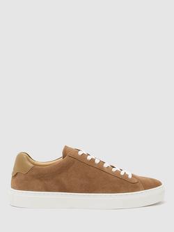 Reiss Finley Suede Lace-Up Trainers, Camel, Camel