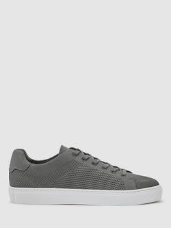 Reiss Finley Knit Low Top Trainers, Grey, Grey