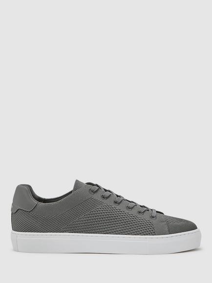 Reiss Finley Knit Low Top Trainers, Grey, Grey