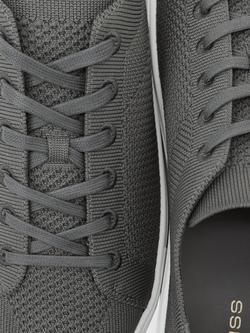 Reiss Finley Knit Low Top Trainers, Grey - view 2, Grey