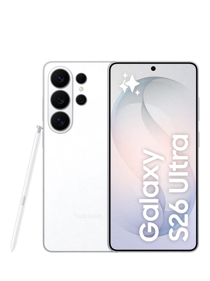 Samsung Galaxy S26 Ultra Smartphone with Bluetooth S Pen, 6.9”, Galaxy AI, 5G, SIM Free, White