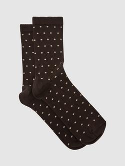 Reiss Dotty Ankle Socks, Chocolate, Chocolate