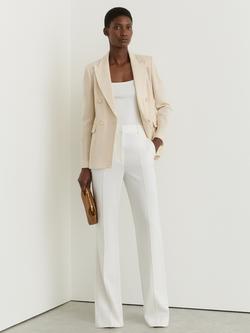Reiss Petite Quinn Wide Leg Trousers, Ivory, Ivory
