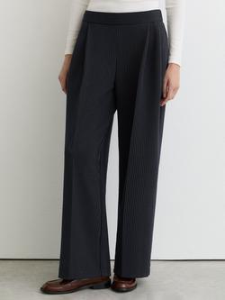 Reiss Remi Pinstripe Wide Leg Joggers, Navy, Navy