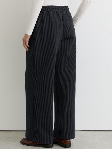 Reiss Petite Remi Pinstripe Wide Leg Joggers, Navy - view 2, Navy