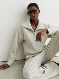 Reiss Laurrie Zip Through Jumper, Grey Marl, Grey Marl